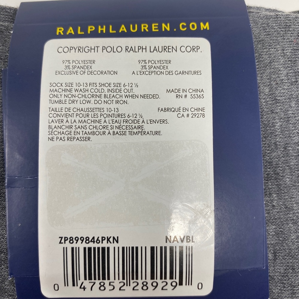 3 Pair Mens Ralph Lauren Dress/Casual Socks. Argyle Blue/Gray Solid Blue/Gray - Picture 5 of 5